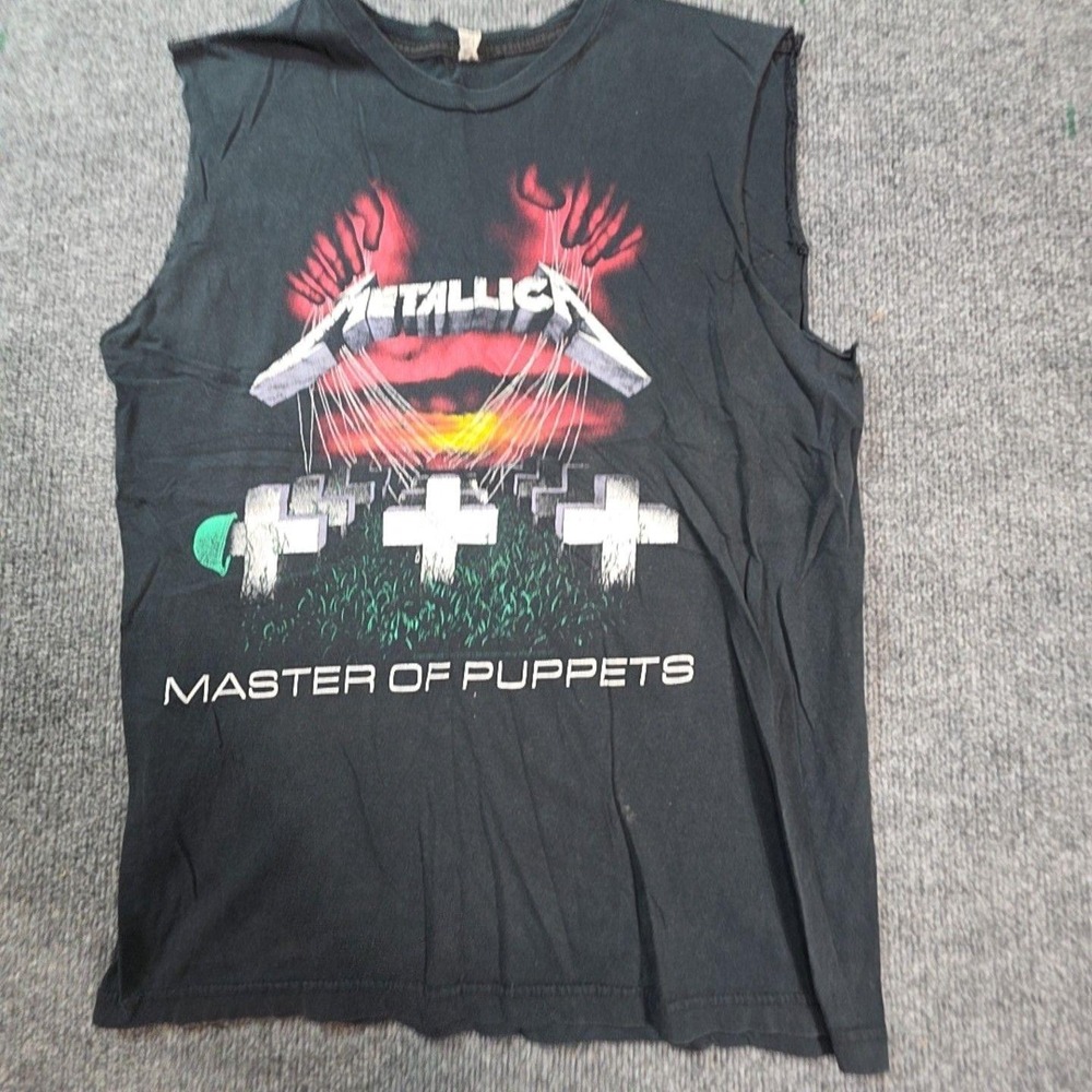 Metallica Shirt Mens Medium Black Master Of Puppets Sleeveless Graphic Tee Rock